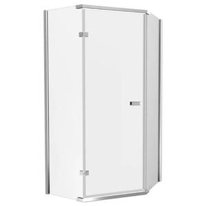 lot 411 image: Delta 38 Frameless Neo-Angle Shower Enclosure. 422061.