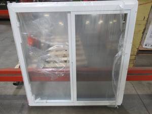 lot 601 image: White Vinyl Sliding Utility Window, Measures Approximately 36 X 36 X 1 34