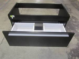 lot 313 image: The Modern 35.25 in. W x 18.75 in. D Bath Vanity in Black - Cabinet Only - HKGB-8090-B