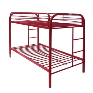 lot 428 image: Acme Furniture Thomas Twin Over Twin Metal Bunk Bed - In Red, 02188RNB