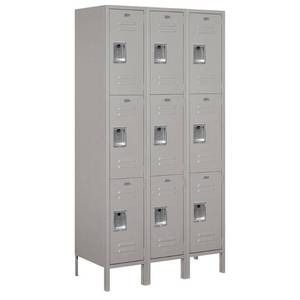 lot 429 image: Salsbury Industries 53000 Series 45 W x 78 H x 18 D Triple Tier Extra Wide Metal Locker Unassembled in Gray, 53368GY-U