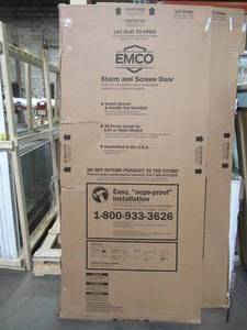 lot 622 image: EMCO 36 in. x 80 in. 400 Series White Universal Self-Storing Aluminum Storm Door with Nickel Hardware, E4SN36WH