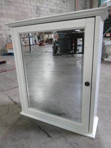 lot 824 image: Home Decorators Collection Hamilton 23-34 in. W x 27 in. H Framed Bathroom Medicine Cabinet in Ivory, 0567500410.