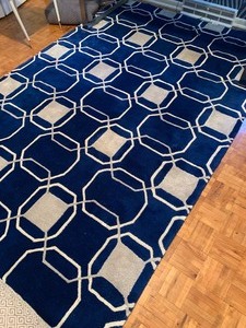 lot 46 image: Abstract RugNavy Blue and Ivory
