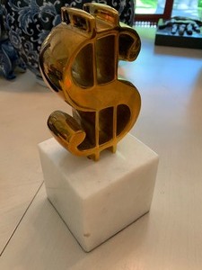 lot 48 image: Marble Base $$ Sign Bookend
