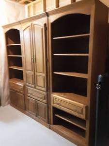 lot 13 image: 3 Piece Book ShelfMedia Storage Cabinet 90x80x19