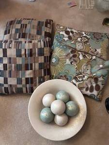 lot 55 image: Throw Pillows & Decorative Balls