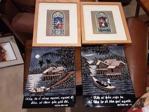 lot 78 image: 2-Framed Religious Prints & 2-Asian Wall Decor