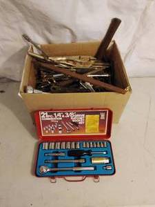 lot 94 image: Socket Set and box pf misc tools