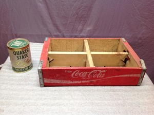 lot 61 image: Coca-Cola Crate & Quaker State Can