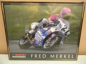 lot 12 image: Fred Merkel Suzuki Racing Picture. 20x16 - SEE PICTURES