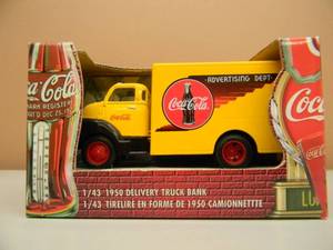 lot 30 image: COCA-COLA Advertising 1950 DELIVERY TRUCK Bank 143 Scale ERTL- NIB - SEE PICTURES