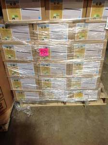 lot 28 image: PALLET WITH 18 CASES OF HAMPTON BAY 48 in. x 10 in. Rectangle LED Flush Mount Ceiling Light with Wide Brushed Nickel Border Dimmable 3000 Lumens 4000K (NOT USED)