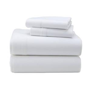 Organic Cotton Jersey Knit 4-Piece White Solid Queen Sheet Set, Ec45-Q-WHITE - NEW.