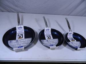 3 New Blue Sapphire Ceramic Coated Pans