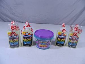 New Bucket of Slimy Sand and 4 New Glow in the Dark Elmers Glue