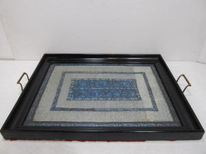 lot 25 image: Antique Oriental Silk Tapestry Tray
