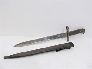 lot 29 image: Antique Waffenfabrik Neuhausen Swiss Military Bayonet wScabbard