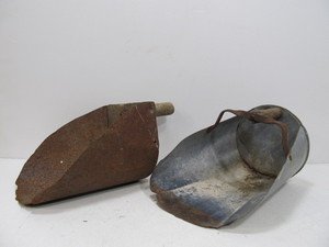 lot 67 image: 2 Primitive Antique Grain Scoops