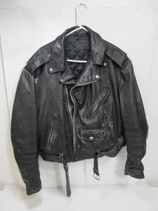 lot 49 image: Orig Vintage EXCELLED 1950s-60s Mens Leather Motorcycle Jacket