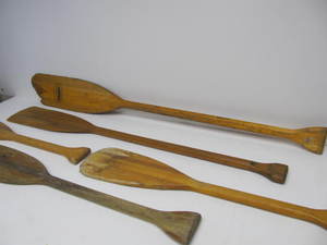 lot 55 image: Lot of Vintage Wooden OarsPaddles (Some AS IS)