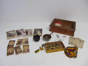 lot 57 image: Lot of Vintage Small Collectibles Military Buttons Photos etc