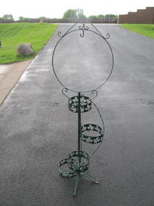 lot 60 image: Large Vintage Green Metal Spiral Staircase Plant Stand