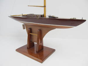 lot 100 image: Vintage Wooden Sailboat Display wStand