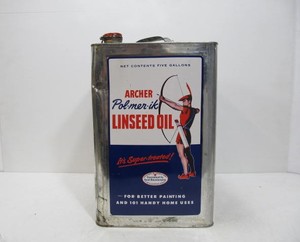 lot 104 image: LARGE Vintage 1950s ARCHER Advertising Oil Can