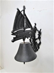 lot 111 image: Wall Mounted Sailboat Cast Metal Bell