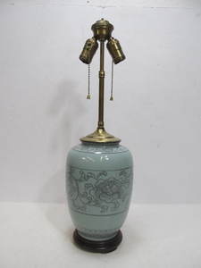 lot 118 image: Mid Century ALPINE Blue Ceramic Table Lamp