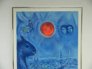 lot 199 image: Framed Vintage MARC CHAGALL 1970s Lithograph Exhibition Poster