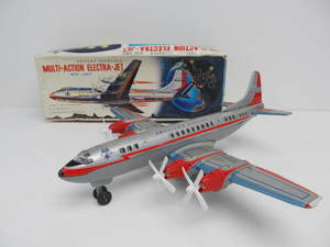 lot 132 image: Excellent Clean Vintage American Airlines Tin Litho Electra-Jet wOriginal Box