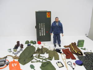 lot 134 image: Orig Vintage 1960s GI JOE Action Figure wFoot Locker & Many Accessories