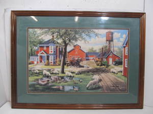 lot 205 image: Large Framed Signed KEN ZYLLA Artist Proof Print - Earle Brown Farm