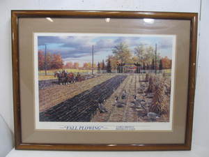lot 206 image: Large Framed Signed KEN ZYLLA Artist Proof Print - Earle Brown Farm - Fall Plowing