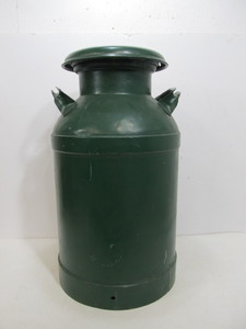 lot 278 image: Antique Painted Green Metal Milk Can 