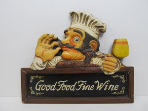 lot 279 image: Figural Kitchen Chef Sign - Good Food Fine Wine