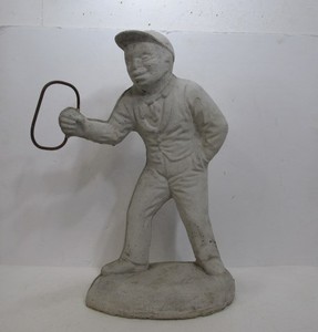 lot 295 image: Vintage Cement Lawn Jockey YardGarden Statue