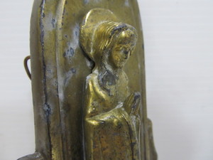 lot 297 image: Vintage Solid Brass German Catholic Holy Water Font