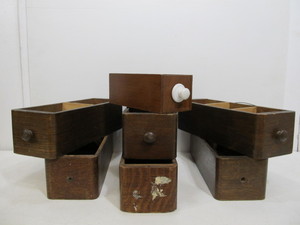 lot 299 image: Lot of 7 Antique Sewing Machine Cabinet Drawers