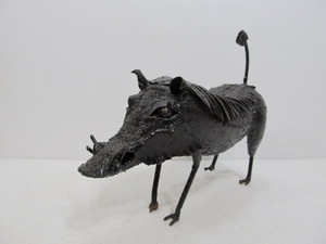 lot 306 image: Welded Metal WarthogPig Sculpture