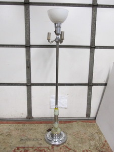 lot 321 image: Vintage Deco Chrome & Onyx Torchiere Floor Lamp