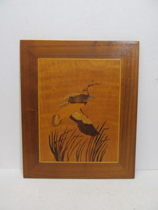 lot 82 image: Vintage Inlaid Wood Flying Duck Artwork