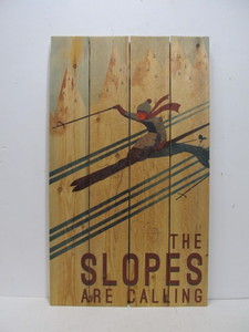lot 91 image: Handmade Rustic Downhill Skiing Cabin Dcor Sign