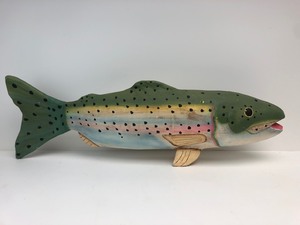 lot 54 image: LARGE Vintage Folk Art Paper Mache Rainbow Trout Display Sculpture