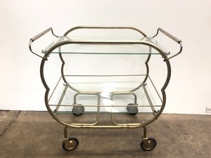 lot 103 image: Vintage Mid Century Brass & Glass TeaBar Cart