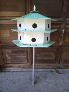 lot 288 image: Large 2-Level Metal Bird House wPole