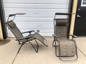 lot 330 image: Matching Pair of BLISS Folding Patio Lounge Canopy Chairs 
