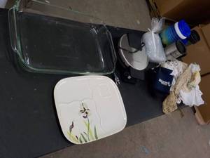 lot 117 image: Pyrex Cake Pan, Cuisinart Waffle Ma...